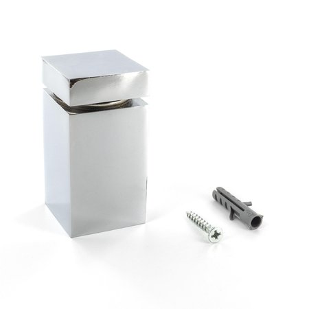 OUTWATER Square Standoff, 1-1/4 in Sq Sz, Square Shape, Steel Chrome 3P1.56.00907